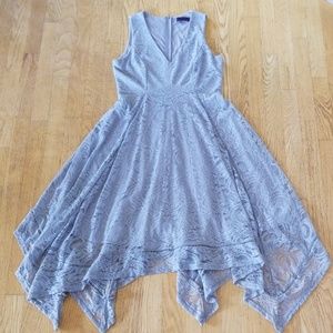Bridesmay grey lace dress handkerchief hem